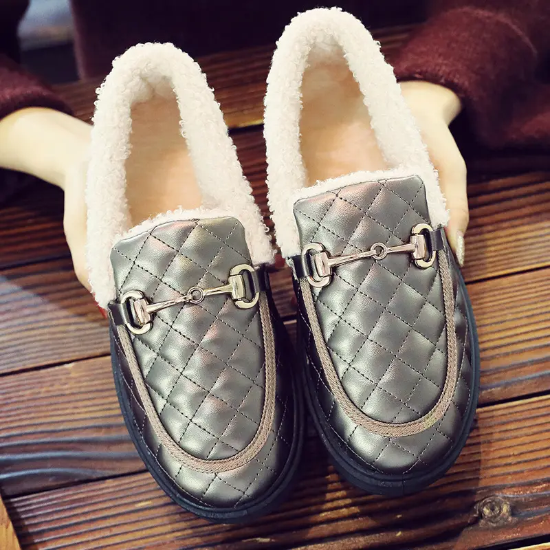 Old Beijing Cloth Shoes Thick-soled Snow Boots Winter Women's Short Cotton Shoes Korean-style All-match fleece-lined Thickened Warm Fashionable Cotton Slippers - Image 2