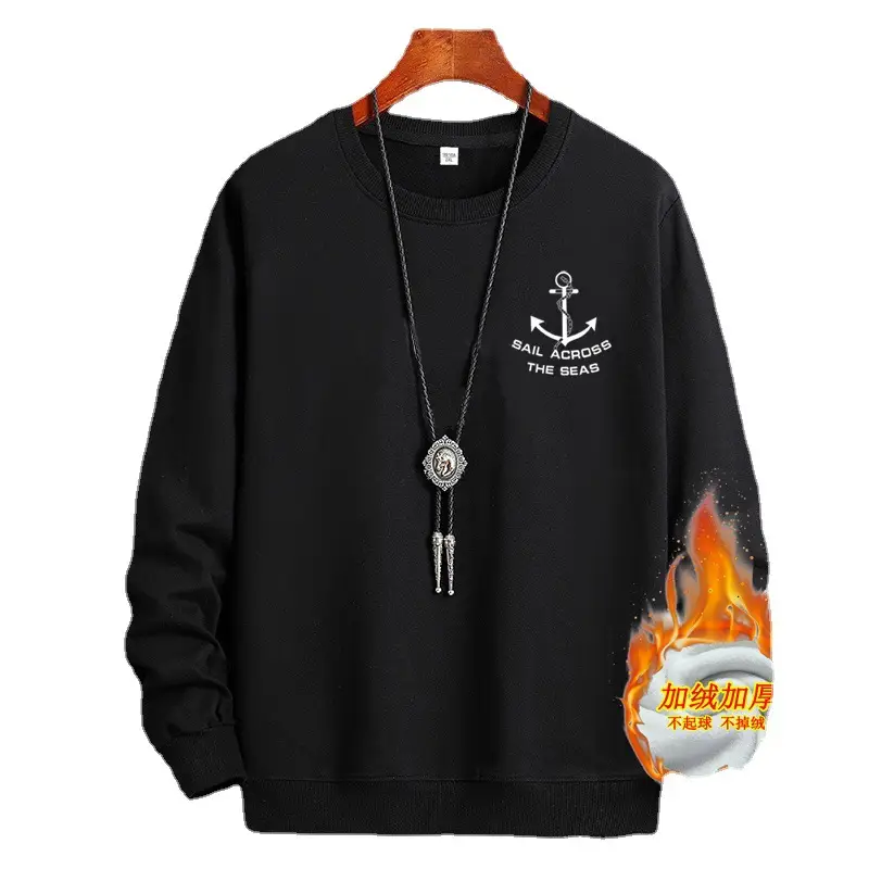 Men Grey Fleece Sweatshirt with Anchor Print - Image 18
