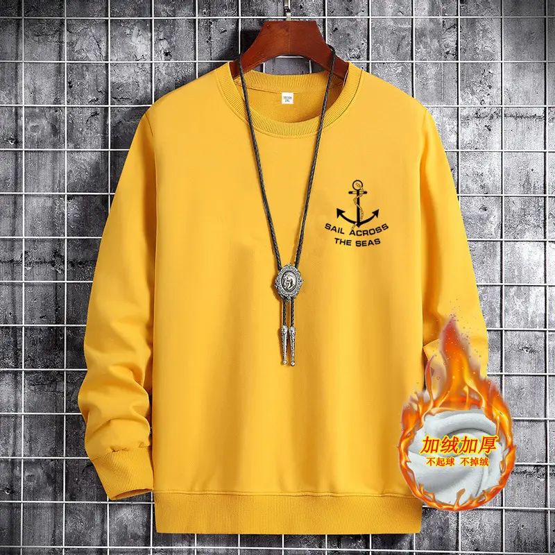 Men Grey Fleece Sweatshirt with Anchor Print - Image 2