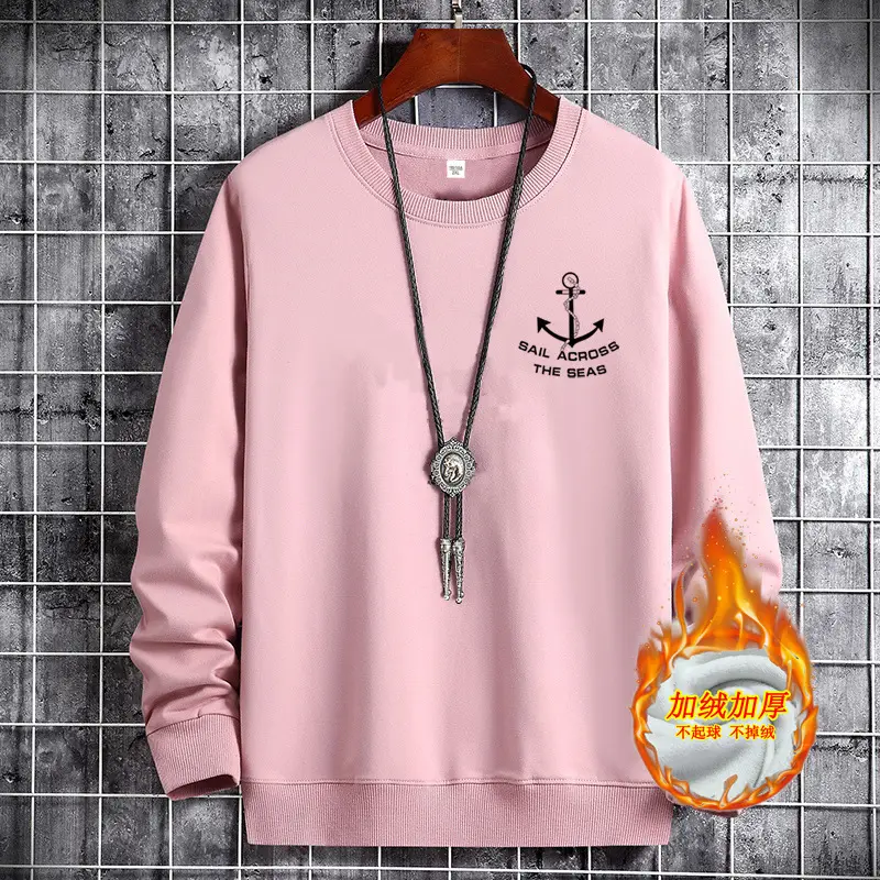 Men Grey Fleece Sweatshirt with Anchor Print - Image 9