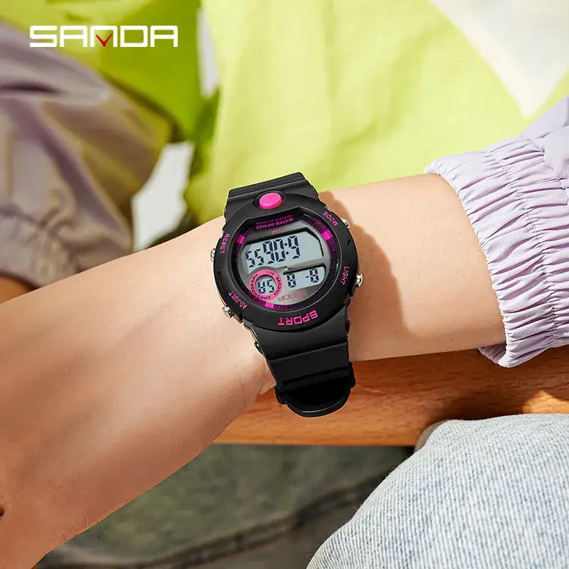 Sanda Pink Digital Watch for Teens Waterproof Sports