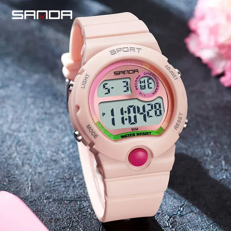Sanda Pink Digital Watch for Teens Waterproof Sports