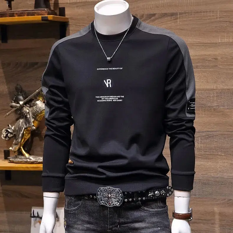 Men Black Slim Fit Crewneck Sweater 2022 - Image 3