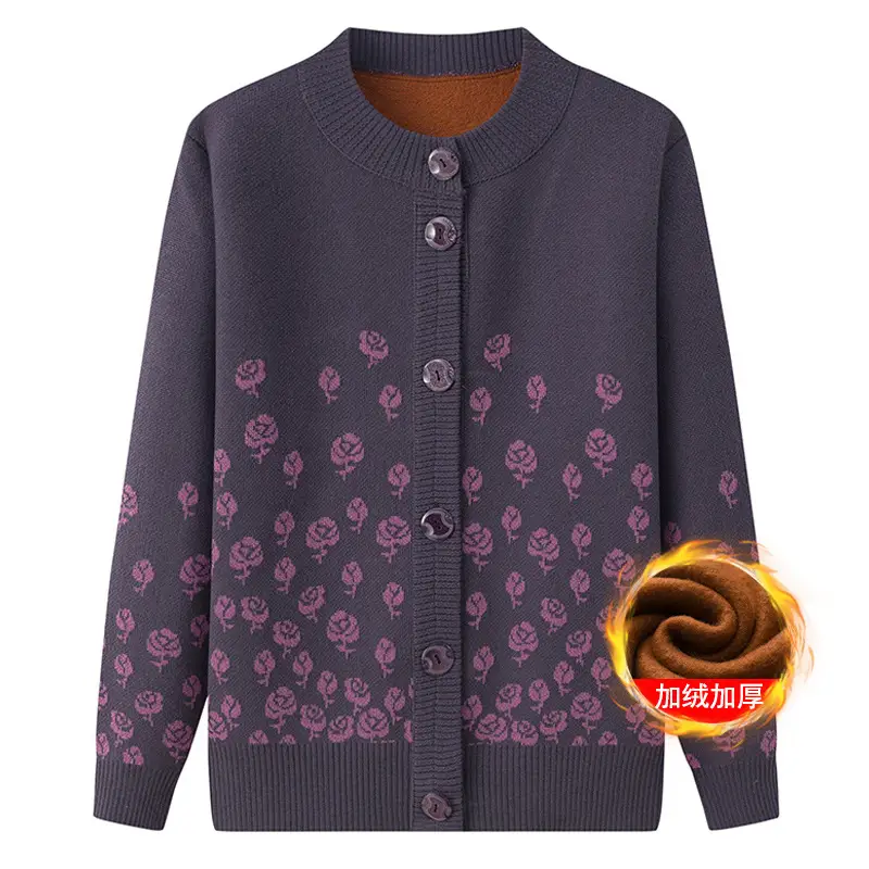 Red Velvet Embroidered Cardigan for Women