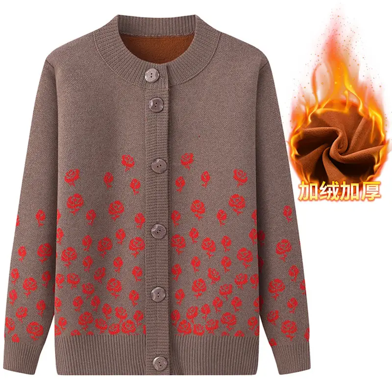 Red Velvet Embroidered Cardigan for Women