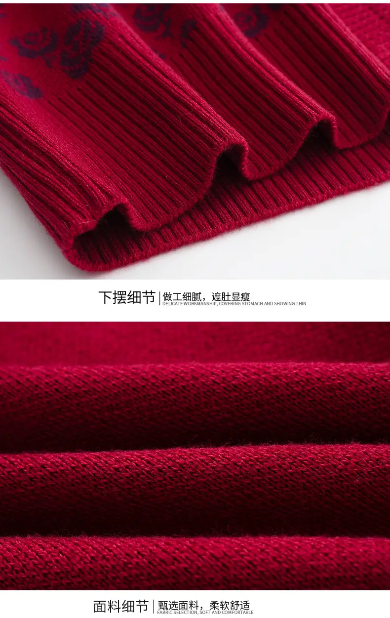 Red Velvet Embroidered Cardigan for Women — feature 20