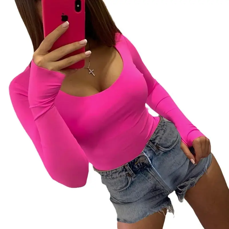 2024 Summer Long Sleeve Slim Jumpsuit Pink - Image 9