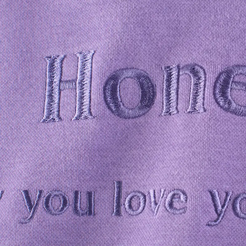 Girls Hoodie Purple Fleece Lined with Embroidered Letters