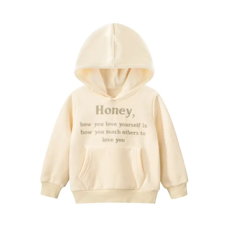 Girls Hoodie Purple Fleece Lined with Embroidered Letters