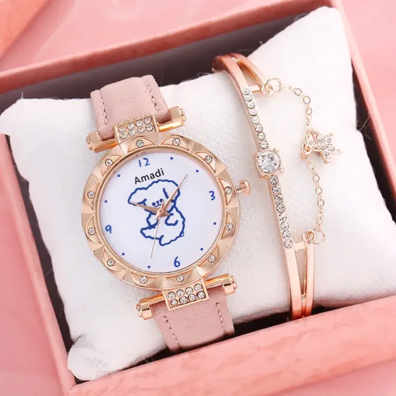 Women's Gold Diamond Watch Set with Bracelet & Watch - Image 4