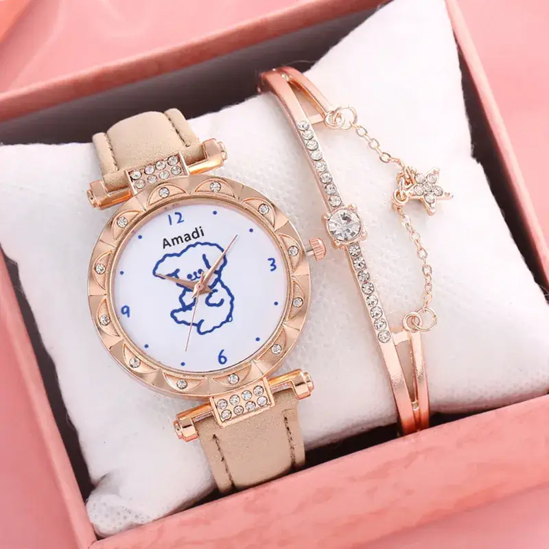 Women's Gold Diamond Watch Set with Bracelet & Watch - Image 5