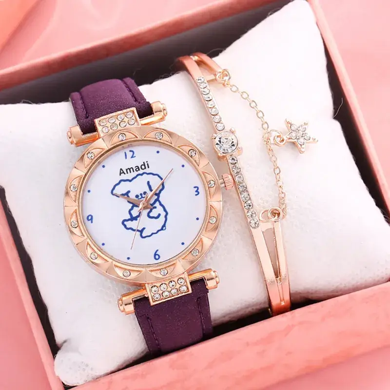 Women's Gold Diamond Watch Set with Bracelet & Watch - Image 3