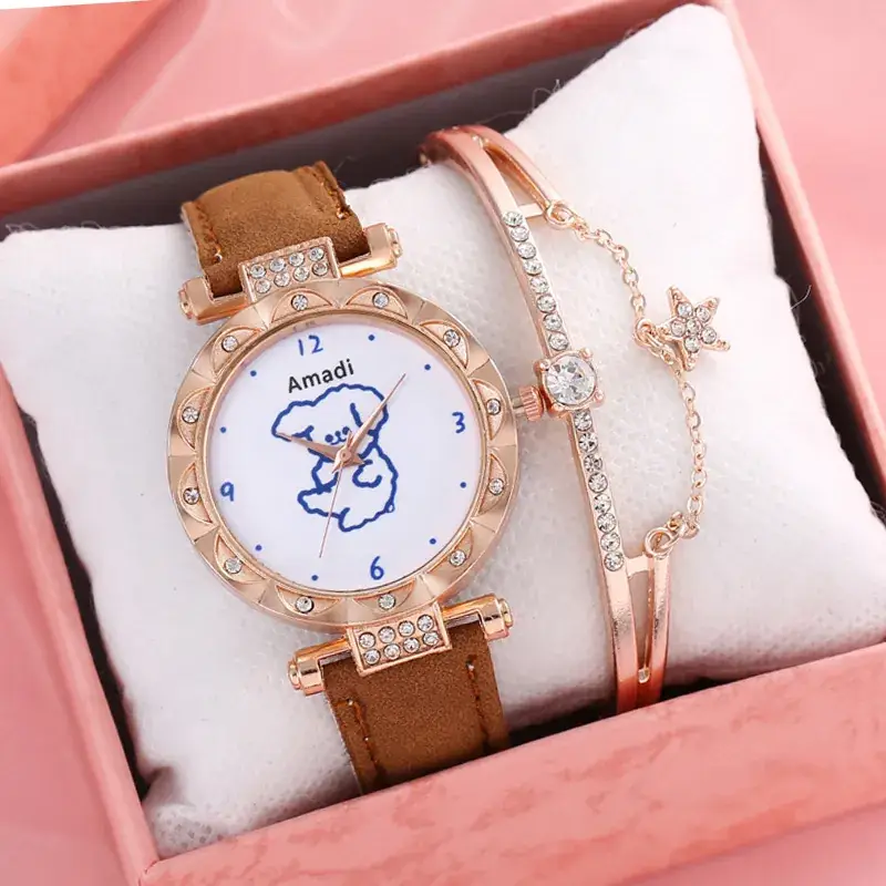 Women's Gold Diamond Watch Set with Bracelet & Watch - Image 2