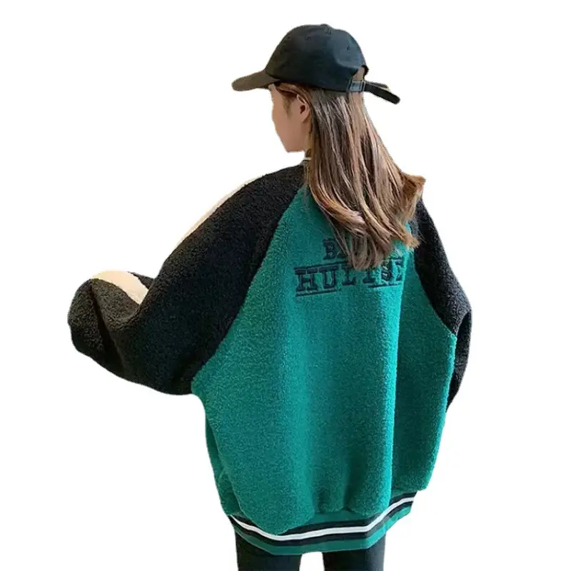 Women Wool Baseball Jacket with Scarf 2025 Winter - Image 6