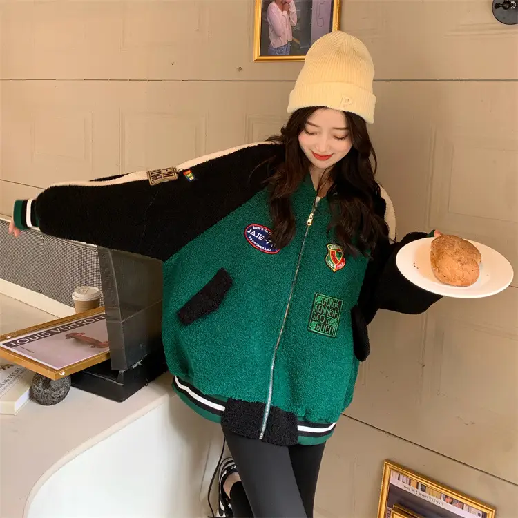Women Wool Baseball Jacket with Scarf 2025 Winter — feature 20