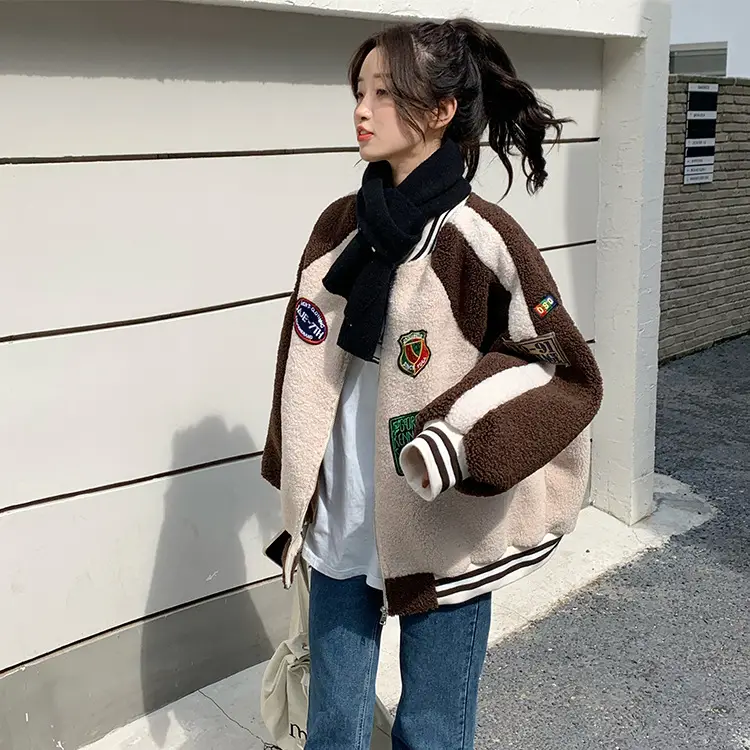 Women Wool Baseball Jacket with Scarf 2025 Winter — feature 27