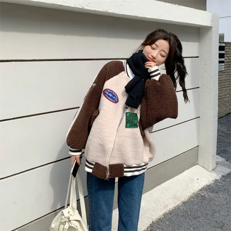 Women Wool Baseball Jacket with Scarf 2025 Winter — feature 28