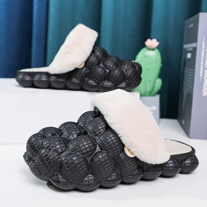 Winter Couple's Home Non-Slip Cotton Slippers Casual Simple Dung-Feeling Baotou Men's Outwear Thick-Sole Cotton Shoes