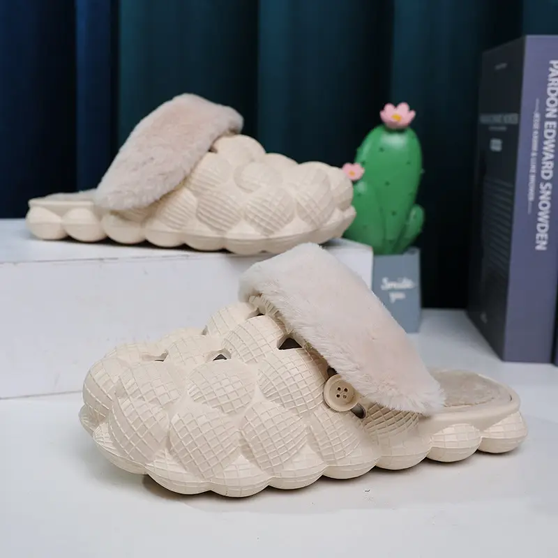 Winter Couple's Home Non-Slip Cotton Slippers Casual Simple Dung-Feeling Baotou Men's Outwear Thick-Sole Cotton Shoes