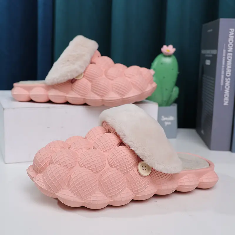 Winter Couple's Home Non-Slip Cotton Slippers Casual Simple Dung-Feeling Baotou Men's Outwear Thick-Sole Cotton Shoes