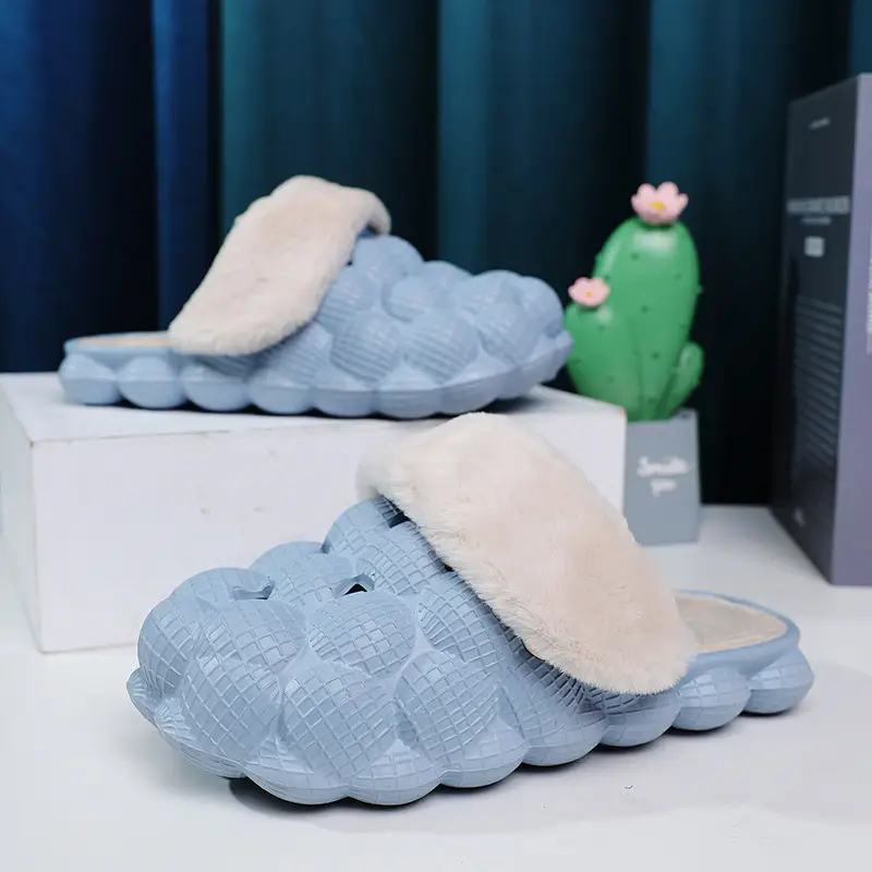Winter Couple's Home Non-Slip Cotton Slippers Casual Simple Dung-Feeling Baotou Men's Outwear Thick-Sole Cotton Shoes