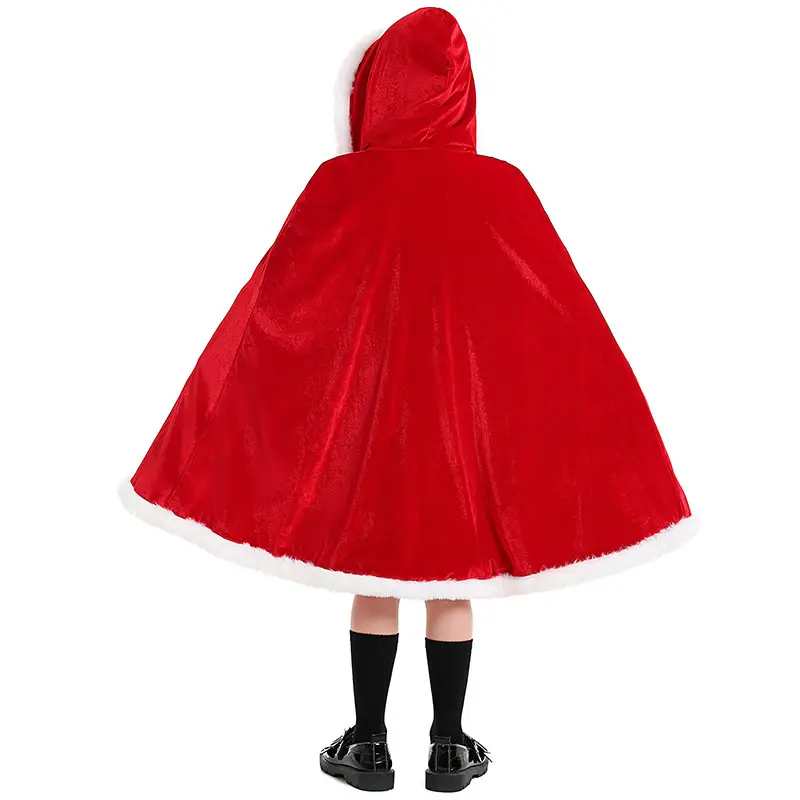 Red Hooded Christmas Cape for Girls Party Wear - Image 7