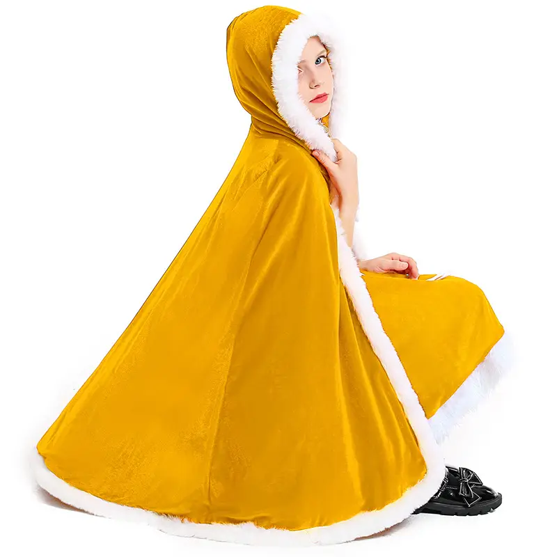 Red Hooded Christmas Cape for Girls Party Wear - Image 2