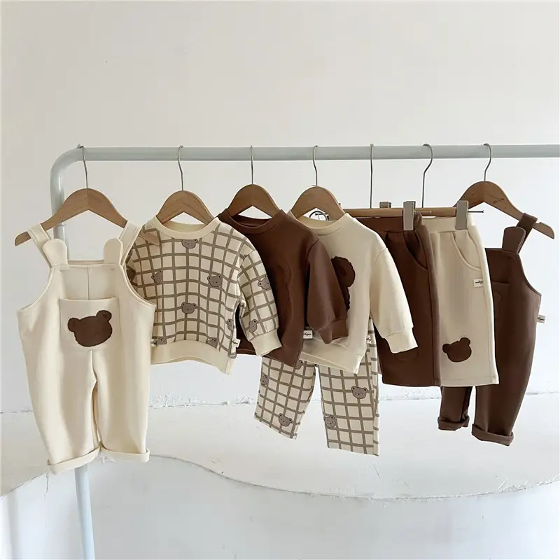 Infants Pure Cotton Cartoon Suit 2023 Autumn Bear Embroidered - Image 10