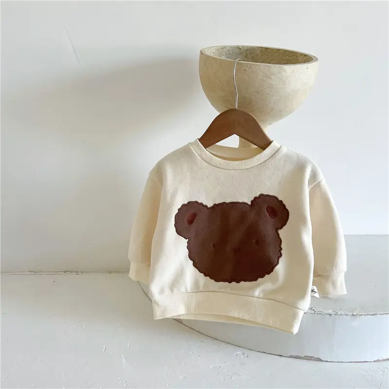 Infants Pure Cotton Cartoon Suit 2023 Autumn Bear Embroidered - Image 2