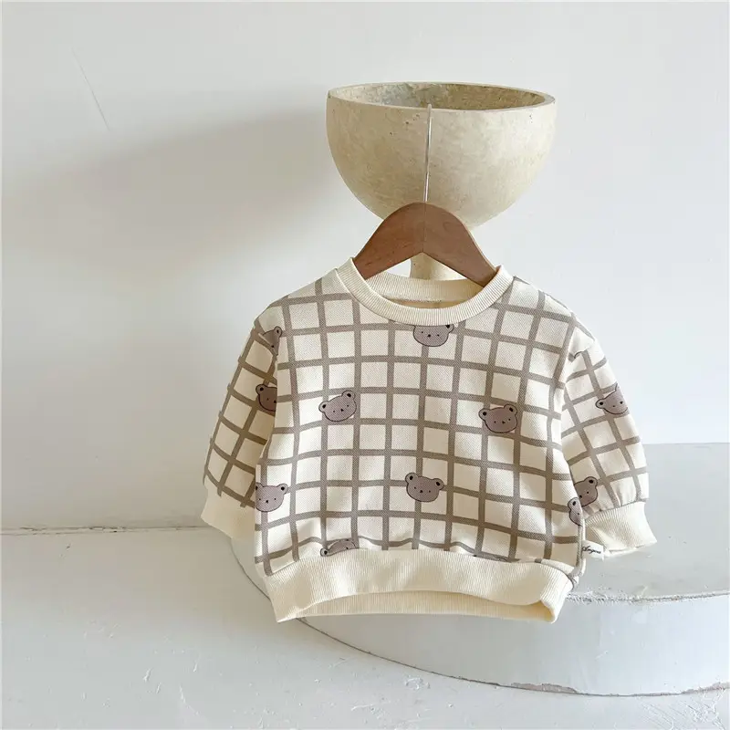 Infants Pure Cotton Cartoon Suit 2023 Autumn Bear Embroidered - Image 3