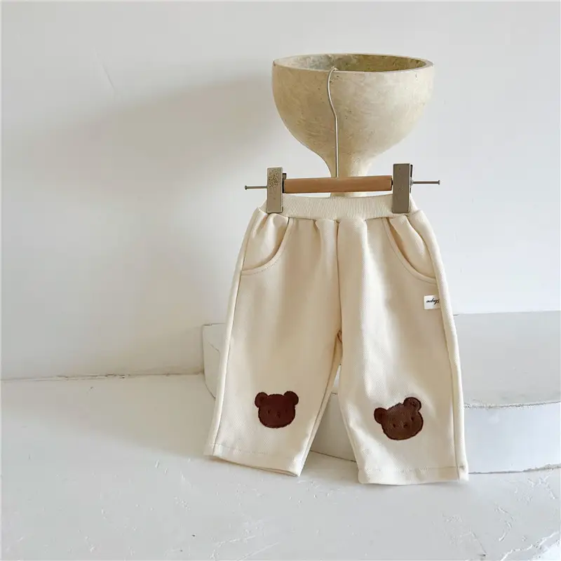 Infants Pure Cotton Cartoon Suit 2023 Autumn Bear Embroidered - Image 5