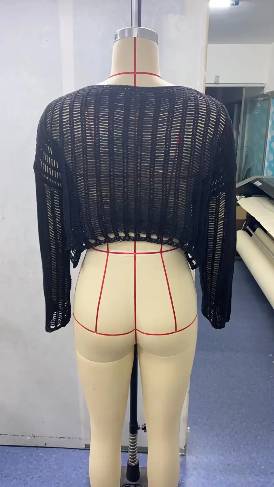 Black Mesh Long Sleeve Sweater for Women — feature 9