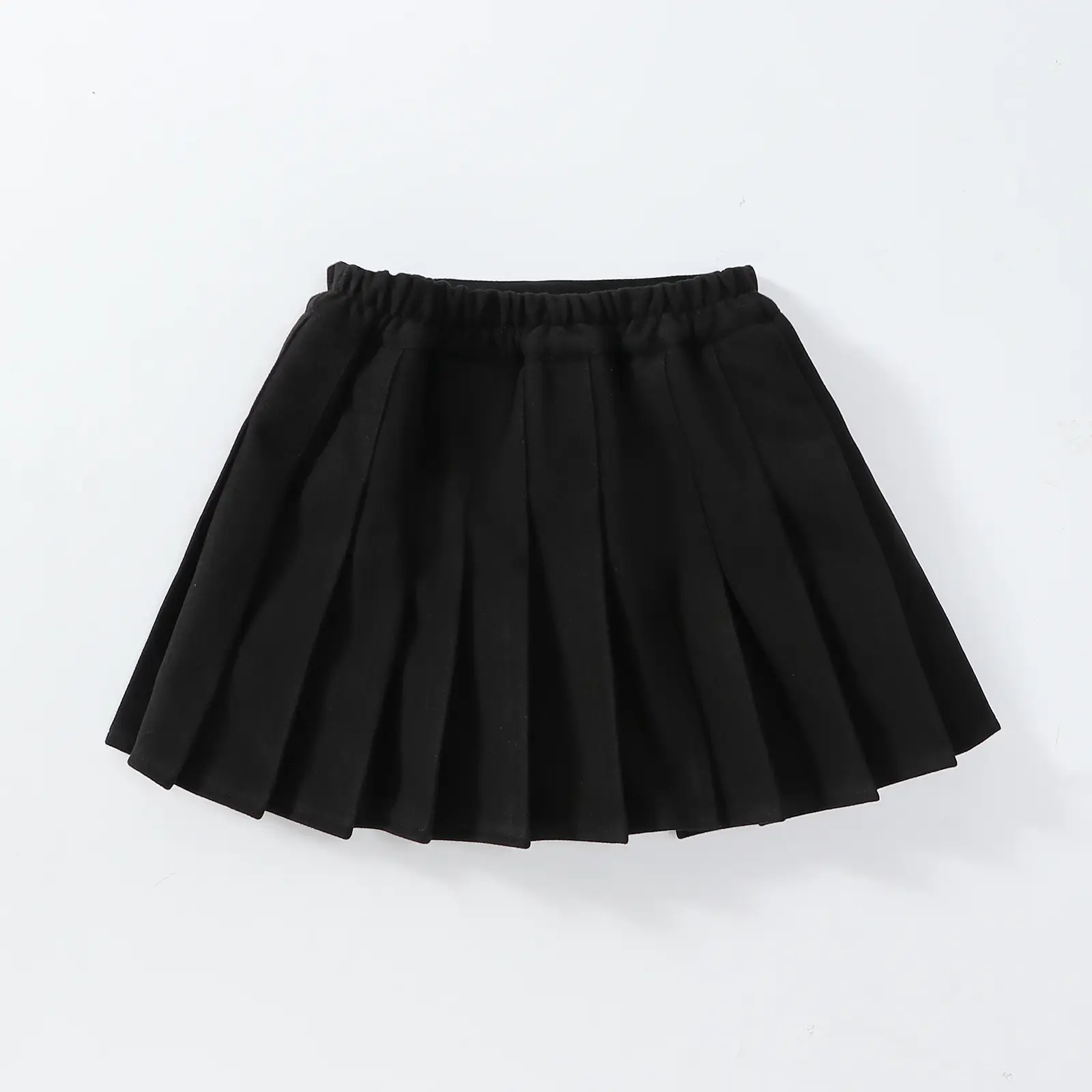 Khaki Pleated Woolen Kids Skirt High Waist Autumn Winter — feature 10
