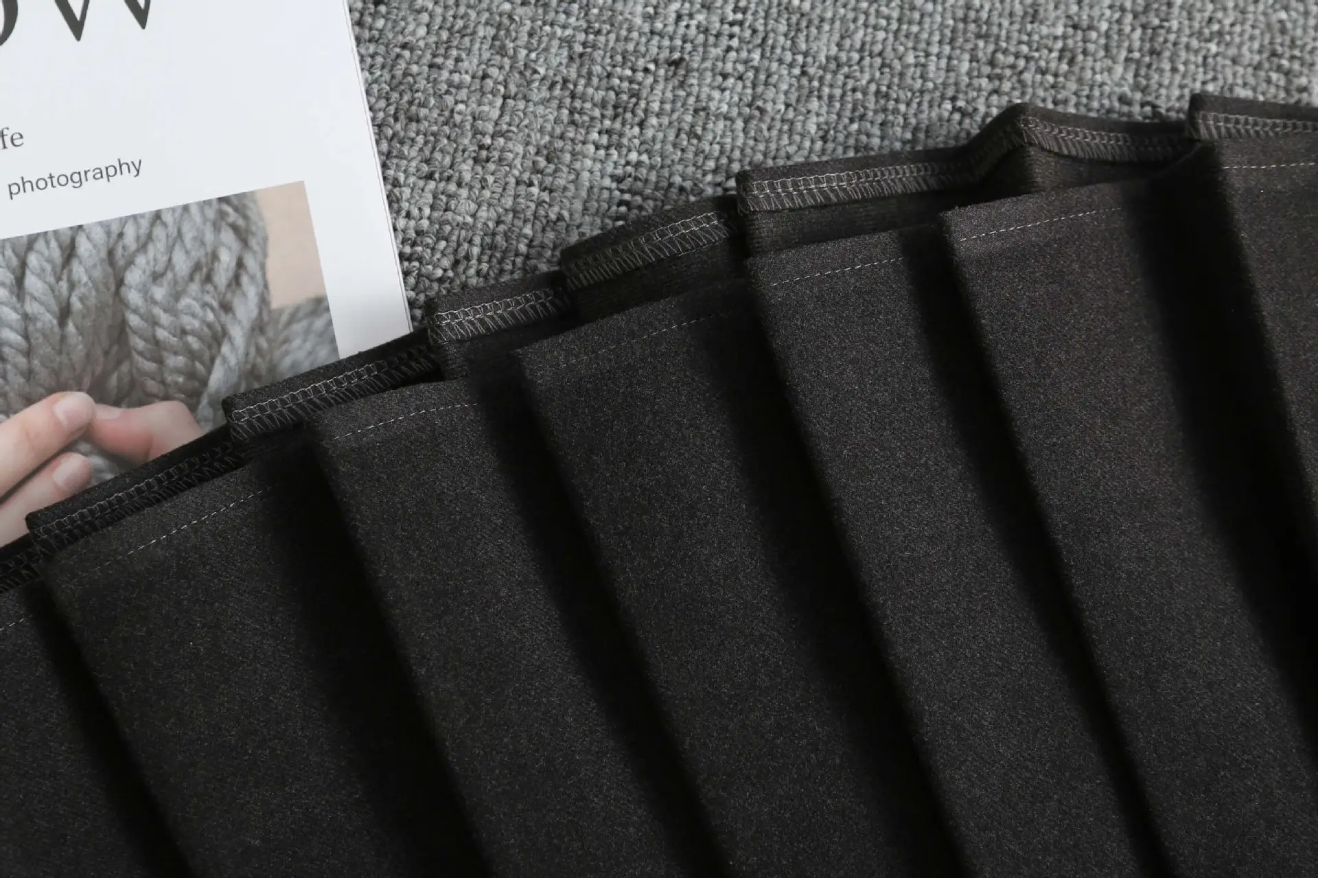 Khaki Pleated Woolen Kids Skirt High Waist Autumn Winter — feature 12