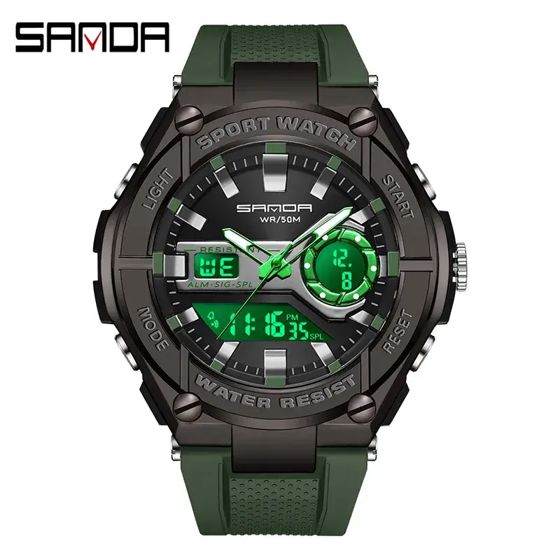 Sanda Digital Watch Gold Black Waterproof Sports Watch