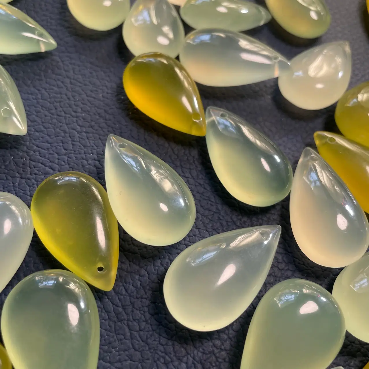Jade Water Droplets Pendant Set Wholesale Green Yellow