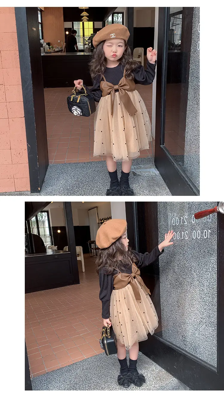 Girls Puffy Gauze Dress with Beanie and Bag Set — feature 11