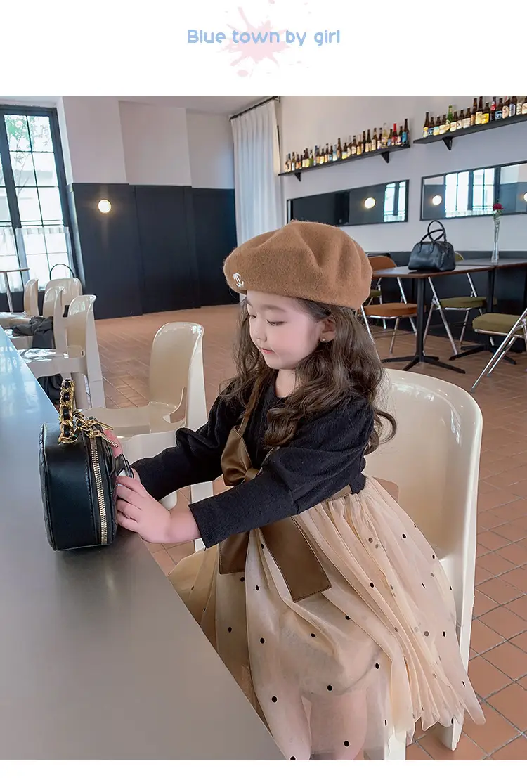 Girls Puffy Gauze Dress with Beanie and Bag Set — feature 8