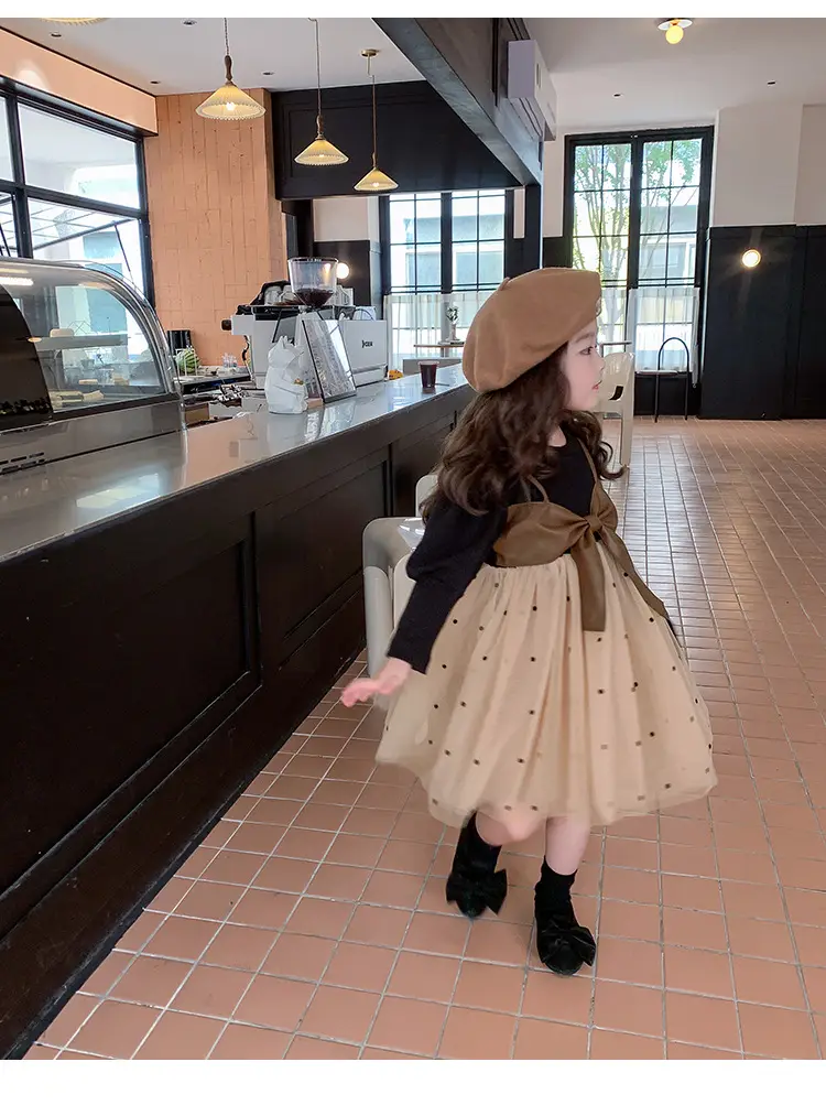 Girls Puffy Gauze Dress with Beanie and Bag Set — feature 9