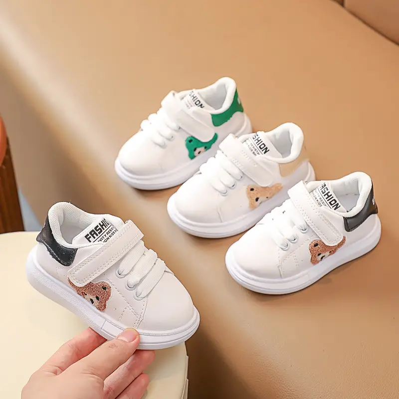 Baby White Green Strap Sneakers for Boys