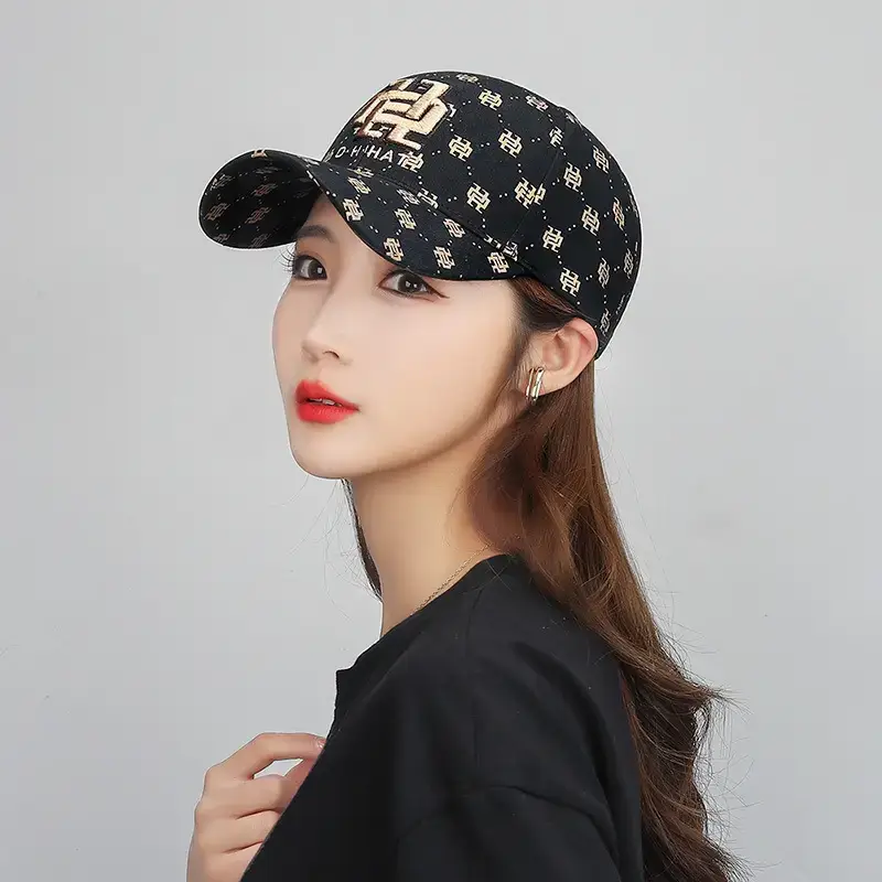 Men's Black Printed Baseball Cap with Adjustable Strap - Image 8