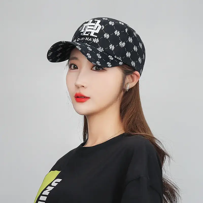Men's Black Printed Baseball Cap with Adjustable Strap - Image 10