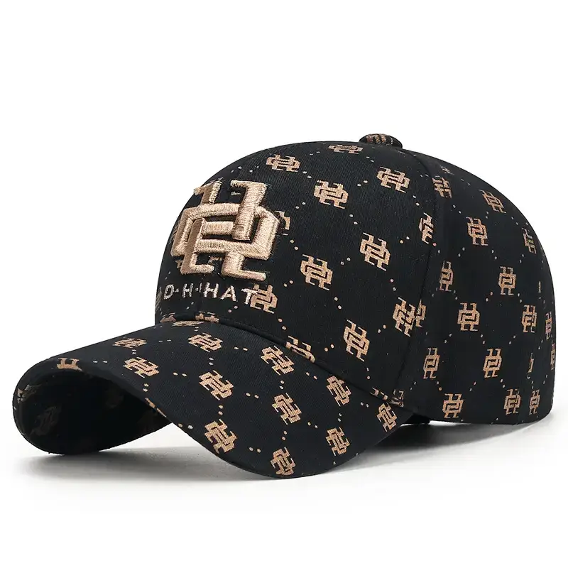 Men's Black Printed Baseball Cap with Adjustable Strap - Image 5