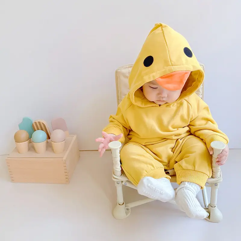 Baby Hooded Onesies Green Yellow Newborn Outdoors