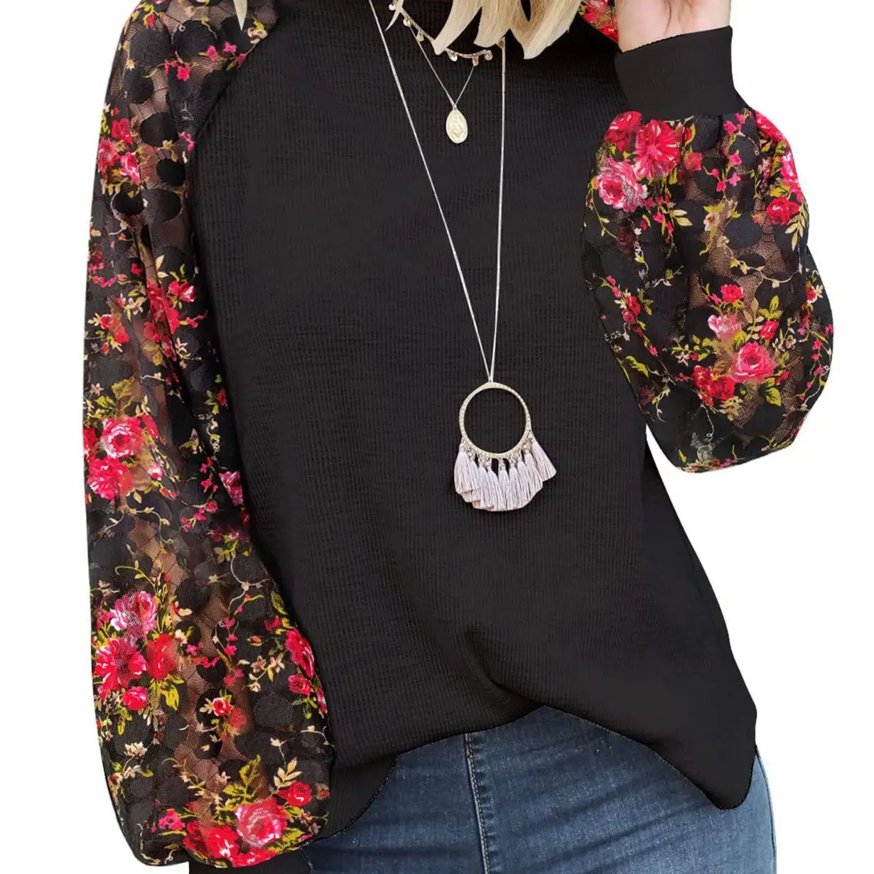Women's White Lace Long Sleeve T-Shirt Top - Image 9