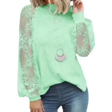 Women's White Lace Long Sleeve T-Shirt Top - Image 11