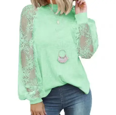 Women's White Lace Long Sleeve T-Shirt Top - Image 5