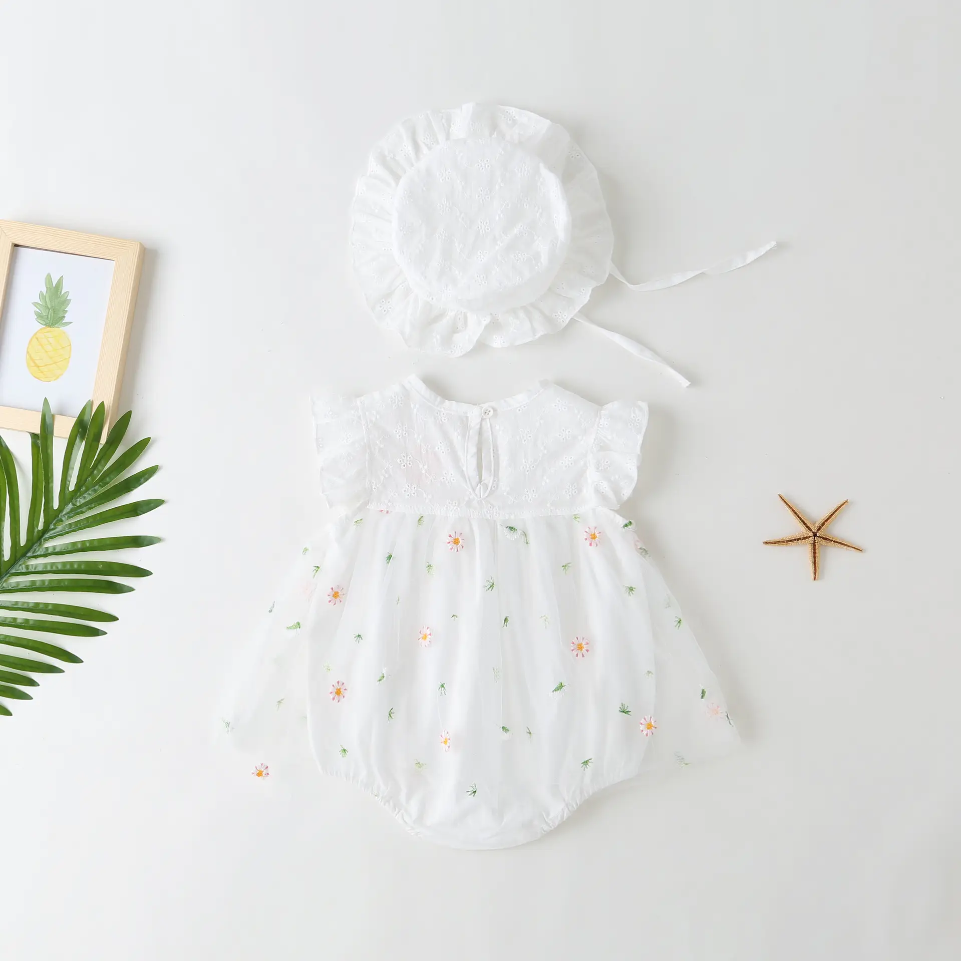 Baby Mesh Daisy Dress Yellow Newborn Sleeveless Romper