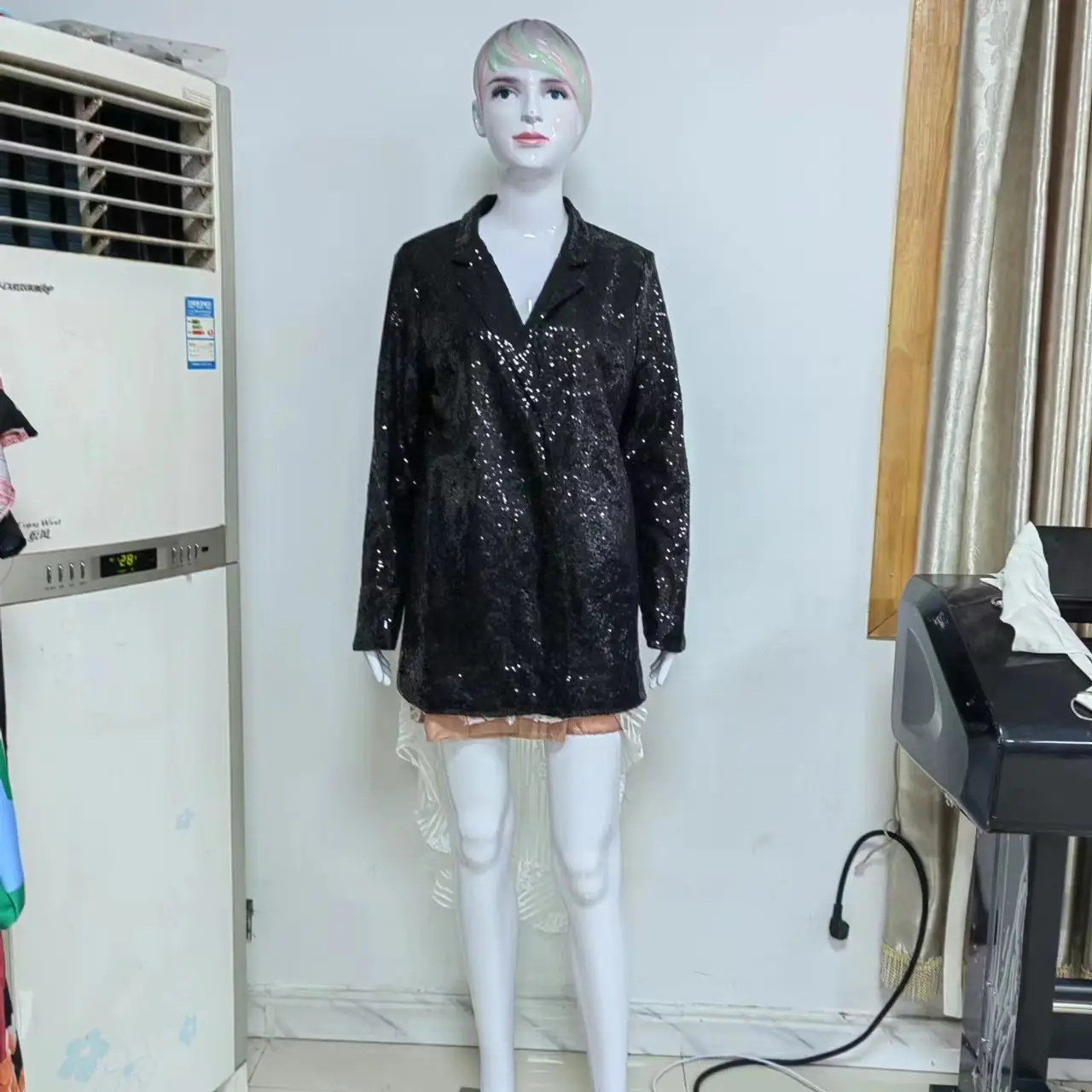 2025 Sequined Long Sleeve Women Suit Jacket Black — feature 23