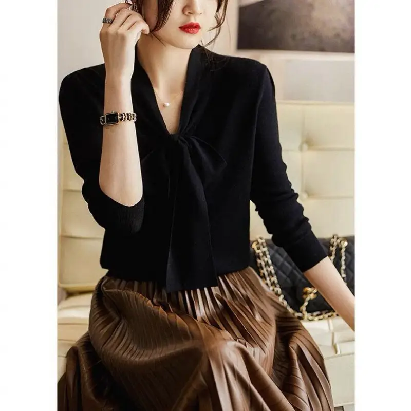 Women's Red Knoted Knit Sweater Jacket 2025 - Image 7